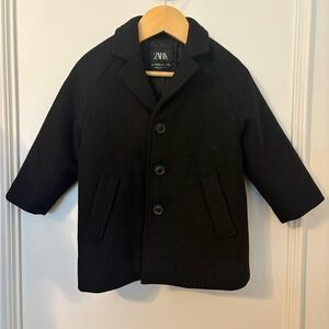 Zara Kids Classic Black Pea Coat
